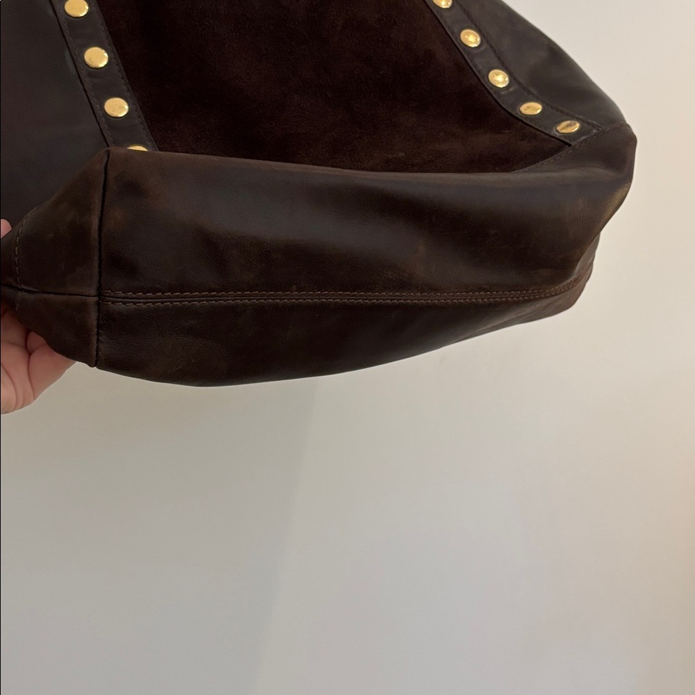 Hammitt butter soft brown leather and suede tote bag with red suede interior - Picture 5 of 9